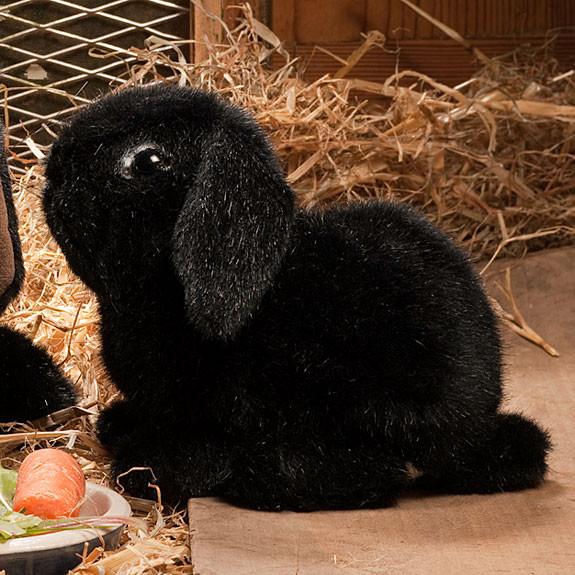 Black Young Dwarf Lop Rabbit by Kosen - 18cm - The Bear Garden
